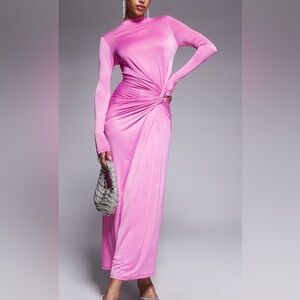 Elegant Pink Long Sleeve Dress